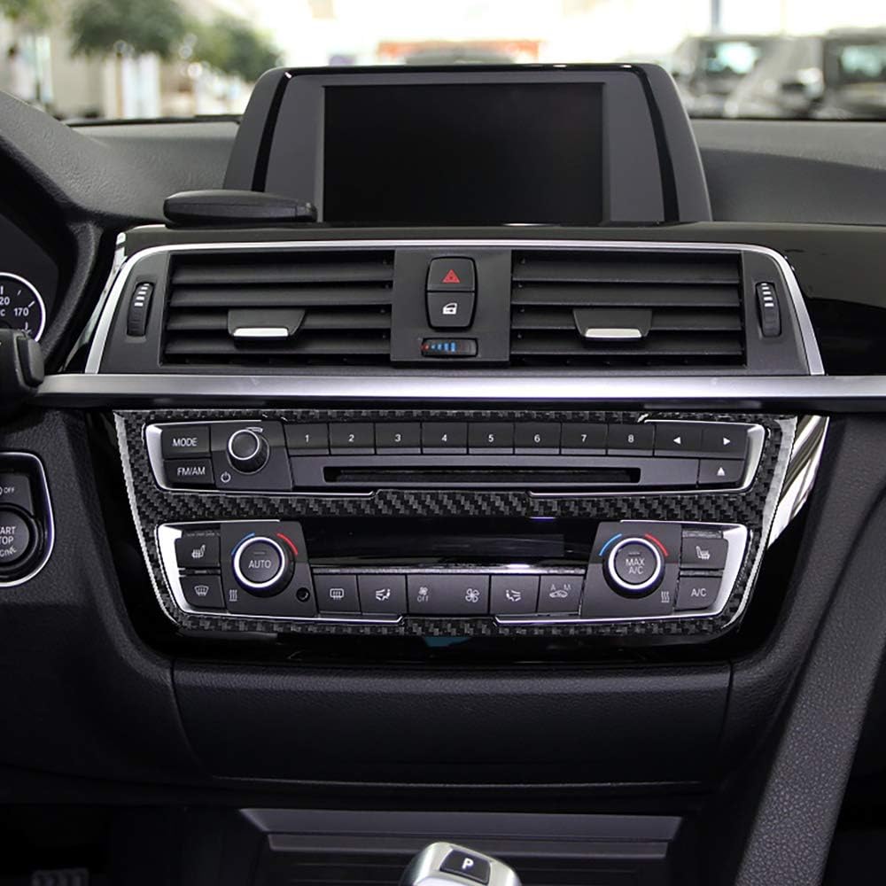 Black Carbon Fiber Center Console CD Panel Trim O944