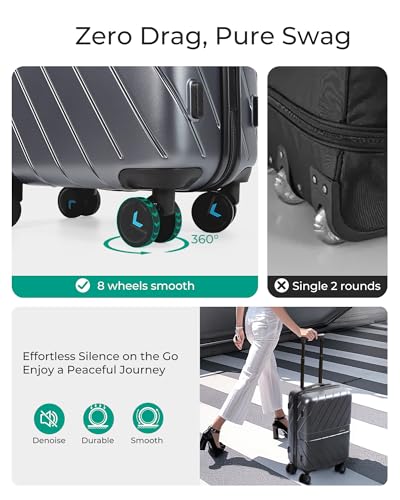 Black 20 inch Polycarbonate Hardside Carry On Luggage H330805