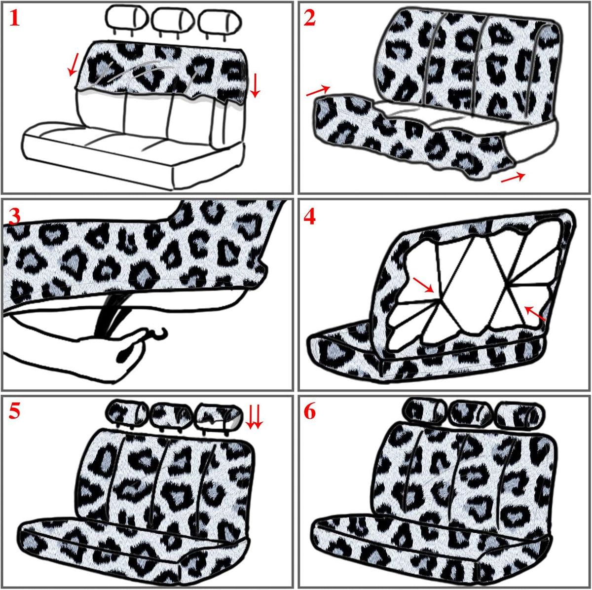 17 Pieces Leopard Print Car Accessories Set P2040