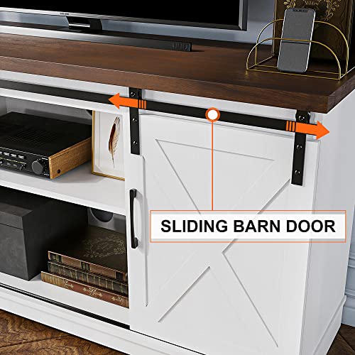 White Tall TV Stand with Storage and Shelves W82365