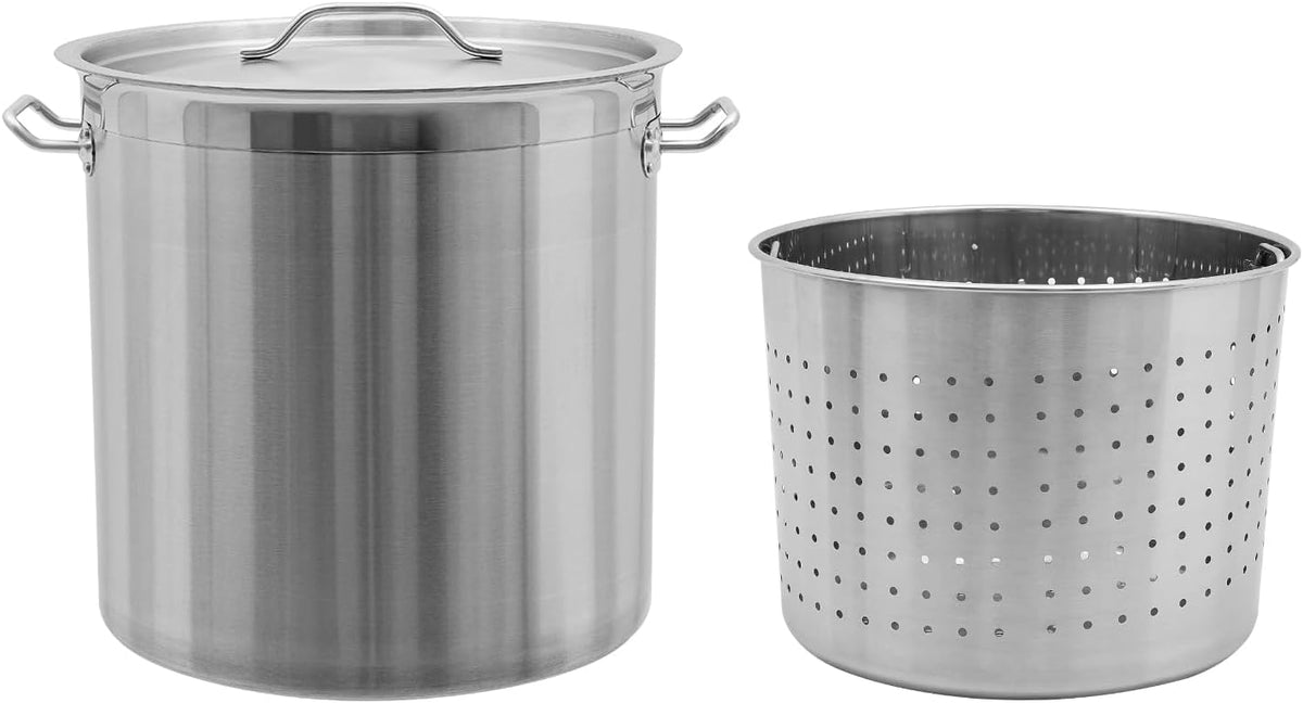 36 QT Stainless Steel Stock Pot with Handle and Strainer F47891