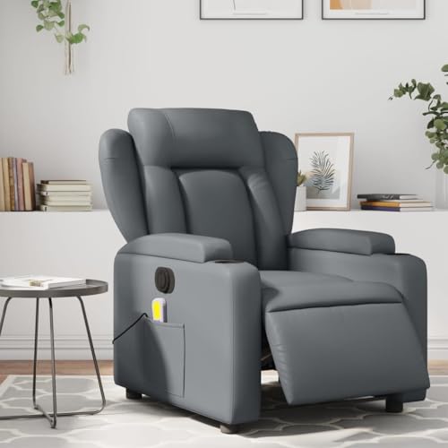 Gray Faux Leather Electric Massage Recliner Chair S461368