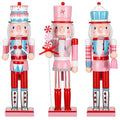 3 Pcs Pink Wooden Nutcracker Figures K37257
