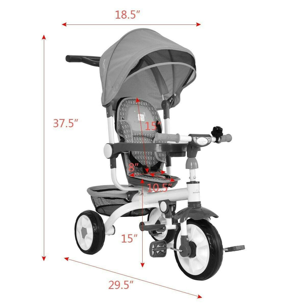 4-in-1 Detachable Baby Stroller Tricycle with Canopy K387228