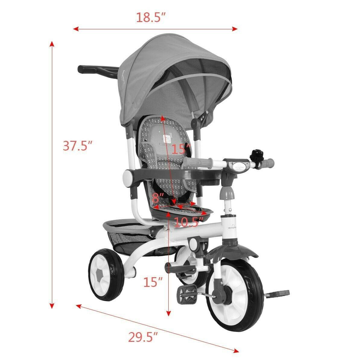 4-in-1 Detachable Baby Stroller Tricycle with Canopy K387228