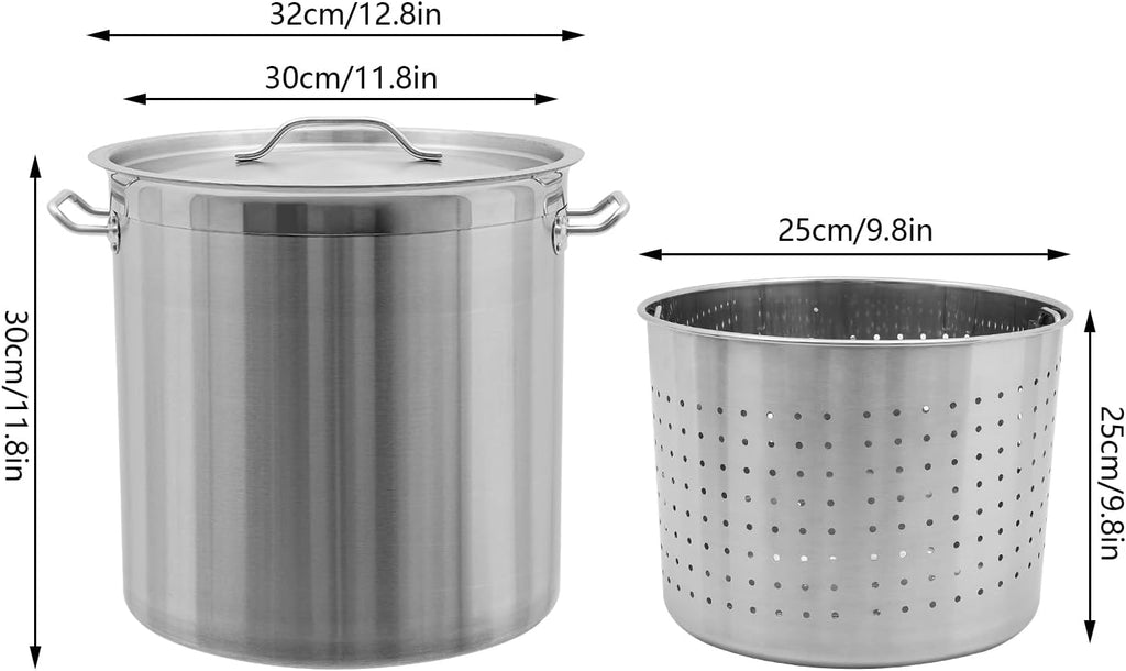 36 QT Stainless Steel Stock Pot with Handle and Strainer F47891