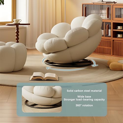 Blue Pumpkin Shape Swivel Lounge Chair with Ottoman X988179