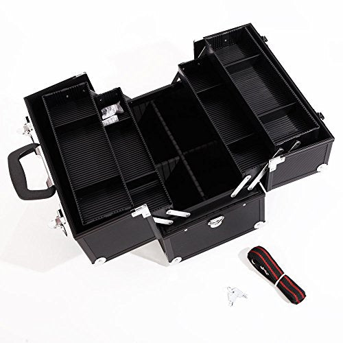 14inch Black Aluminum Cosmetic Case with 6 Trays Z712