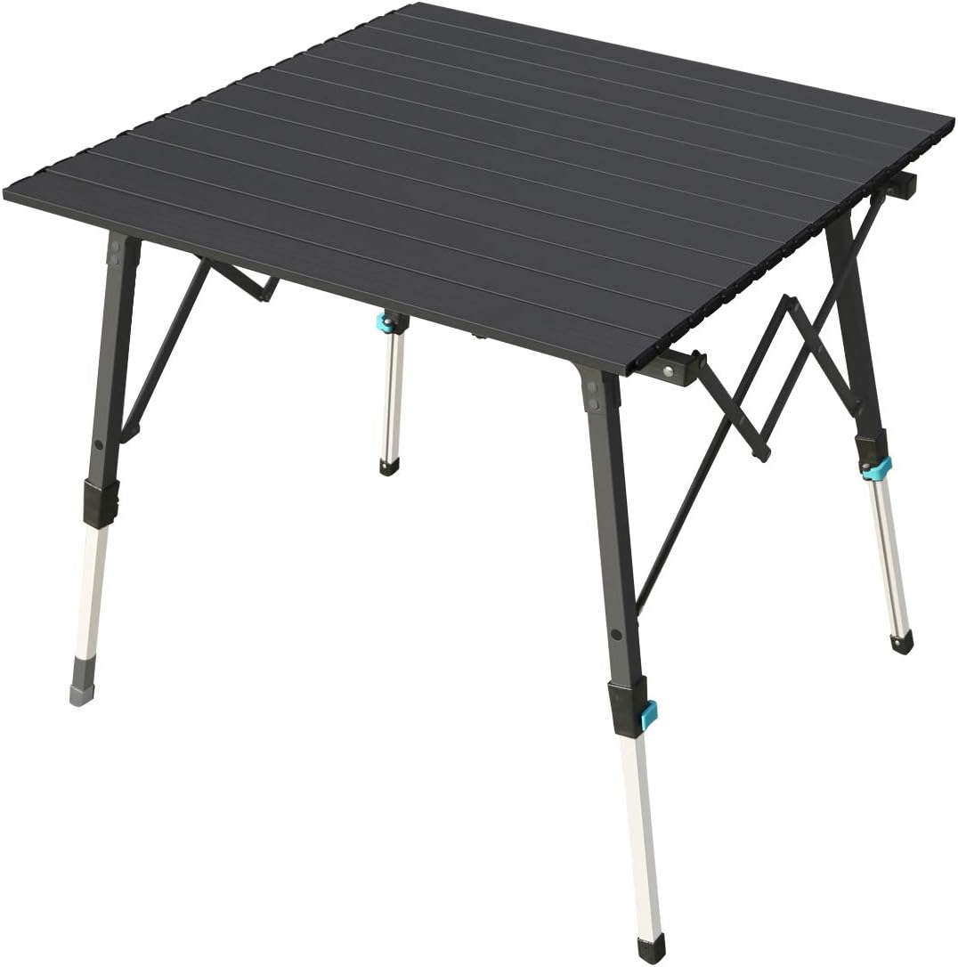 Height Adjustable Aluminum Folding Camping Table with Carry Bag H13745