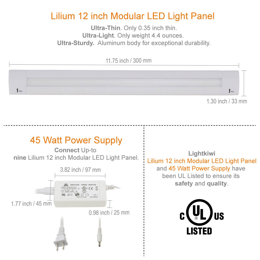 12 inch Warm White Modular LED Under Cabinet Lighting 9 Panel O728279