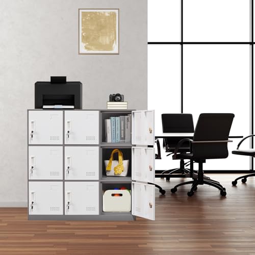 9 Door Grey & White Steel Locker O11719