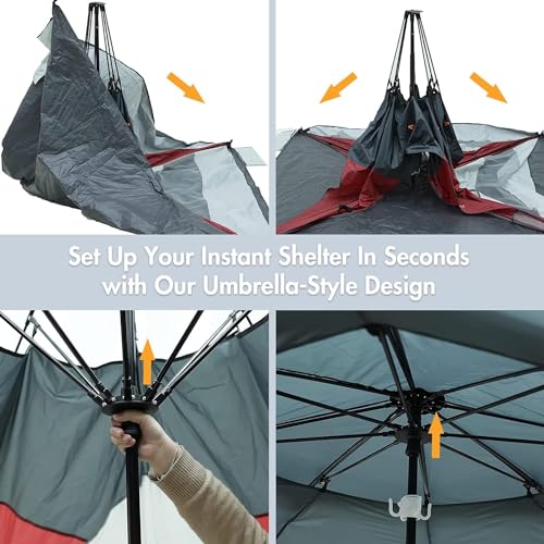 Red/Grey 2-4 Person UPF50+ Beach Tent with Carry Bag E112450