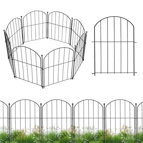 Arched Rustproof Metal Garden Fence Border, 10 Panels, 24 in(H) x 10 ft(L) T4650