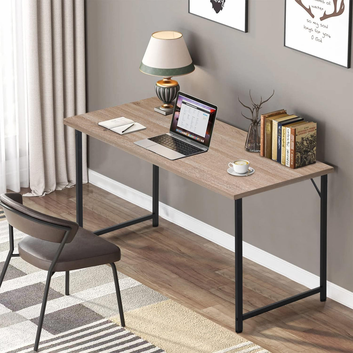 Black Wood and Metal Computer Desk Q89084