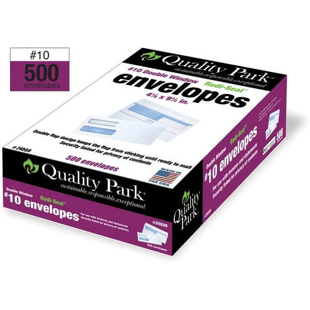 White Double Window #10 Envelope 500/Box R938