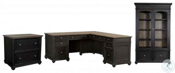 Black Antique Oak Lateral File Cabinet O7966
