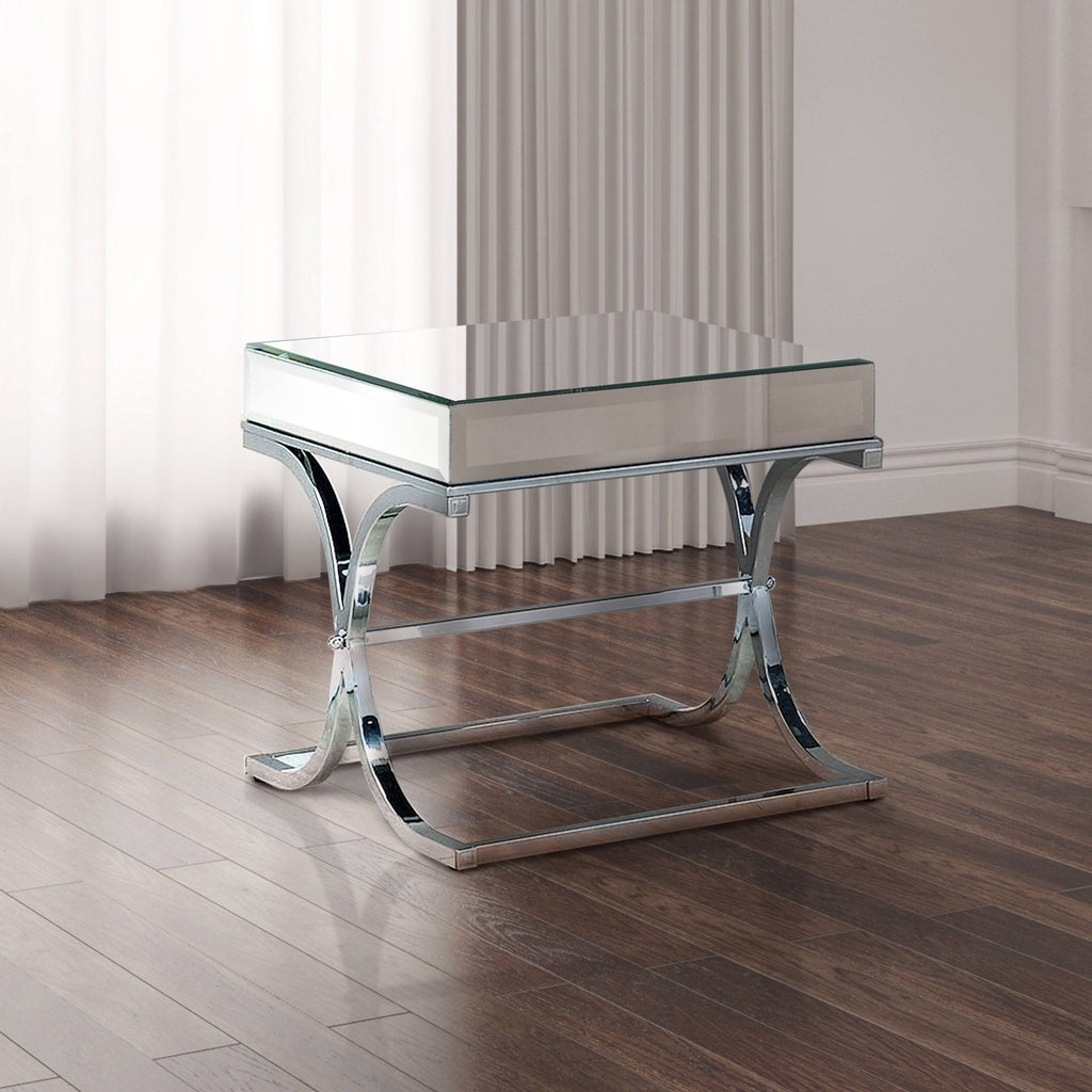 Chrome Metal Square End Table Z567