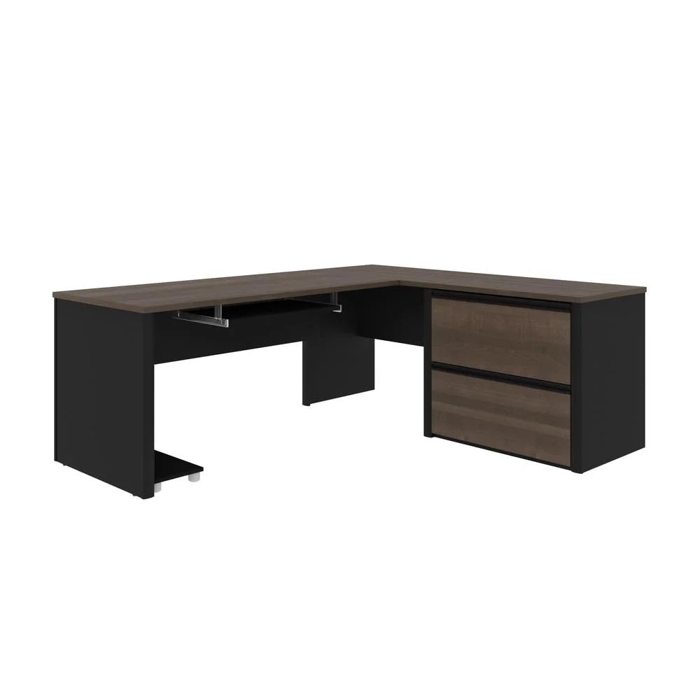 4 Piece L Shaped Computer Desk in Antigua and Black J838555
