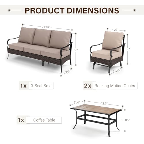 Extra Large 6 Pieces Patio Furniture Set with Fire Pit Table Z22758