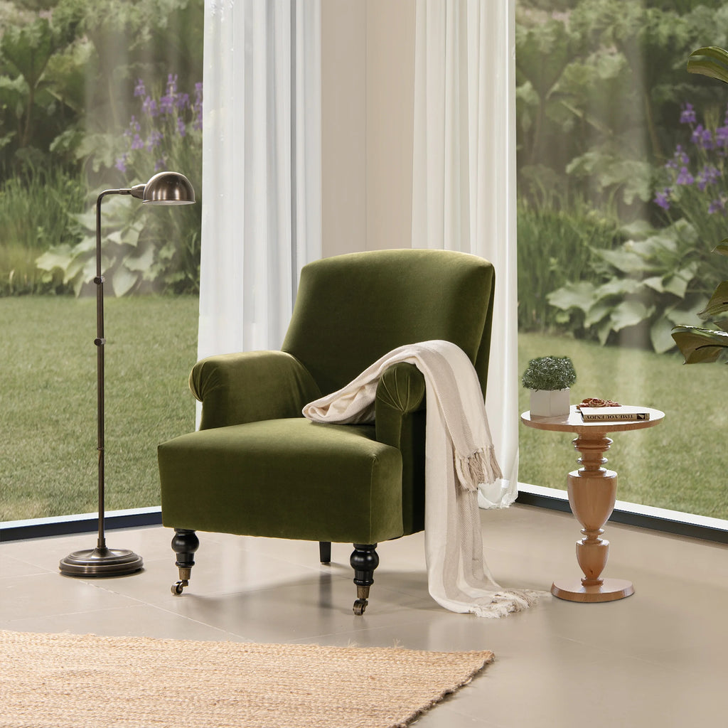 Olive Green Performance Velvet Accent Armchair D153