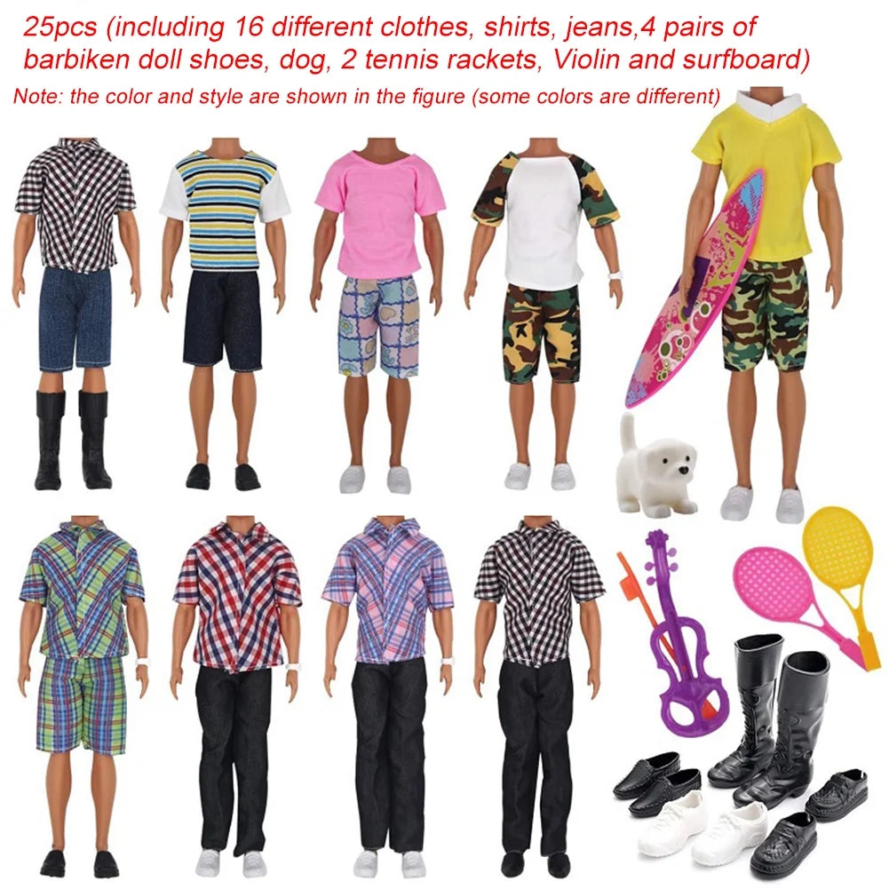 16 Pieces Boyfriend Dolls Clothing Shoes Handmade 11inch Toys M69652
