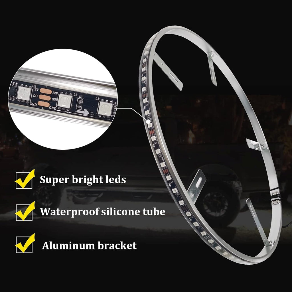 4PCS 17” Waterproof LED Wheel Rim Lights with App Control U953