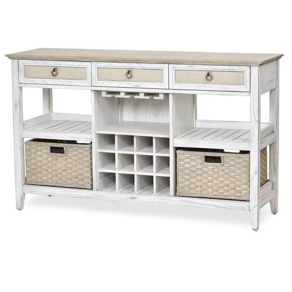 White Light Brown Wood Sideboard with Baskets K7815
