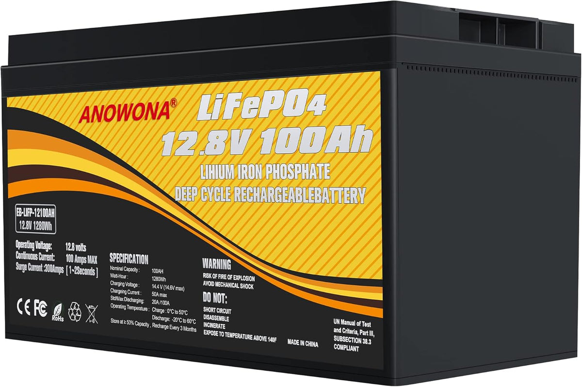 12.8V 200Ah Lithium Iron LiFePO4 Deep Cycle Battery with 200A BMS H871