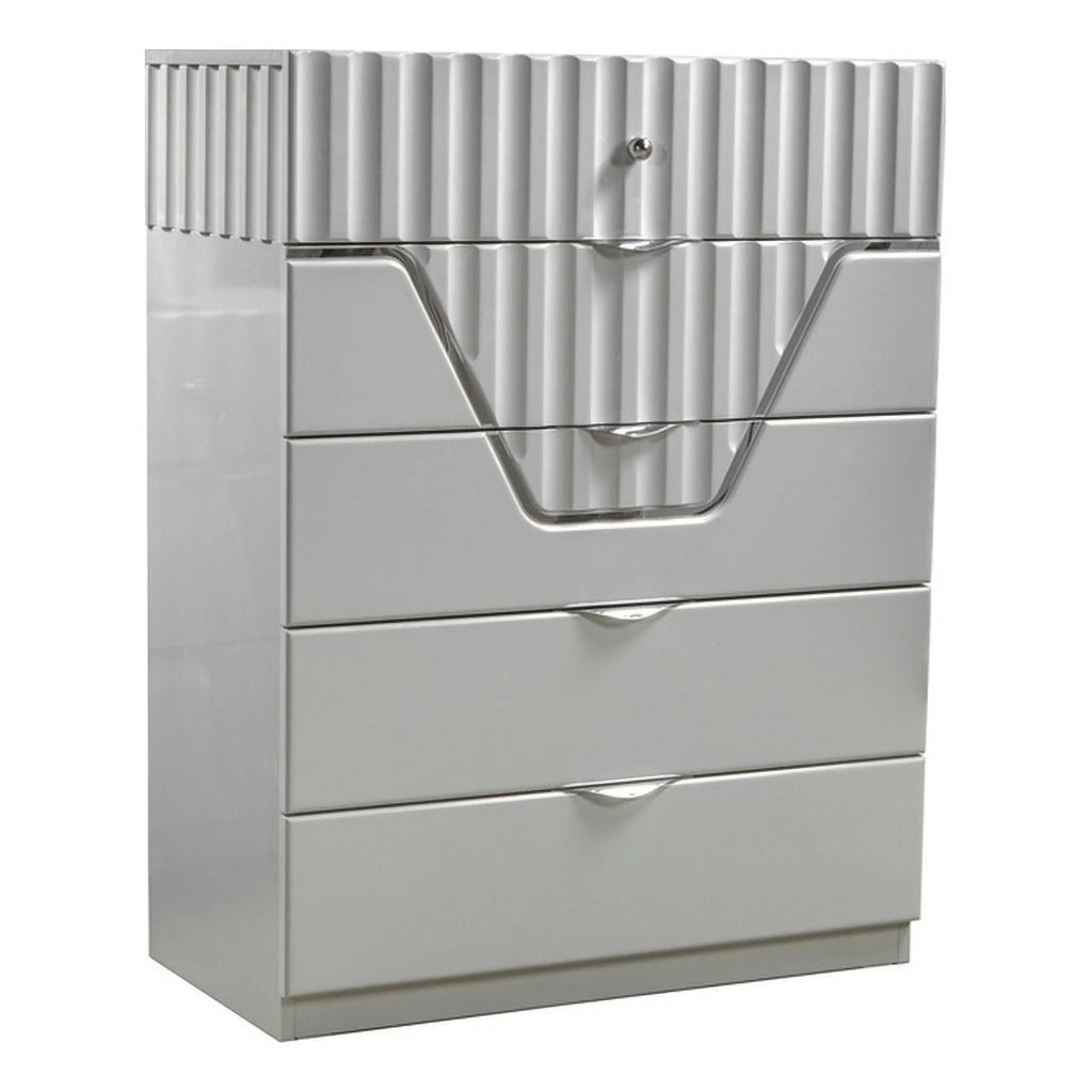 Gray 5-Drawer Wood Chest V8520