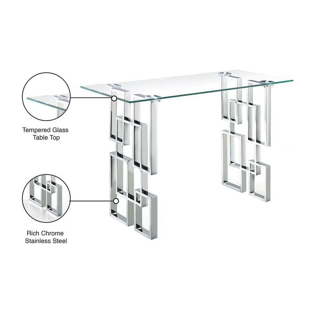 Glass Top Console Table with Chrome Base W56071
