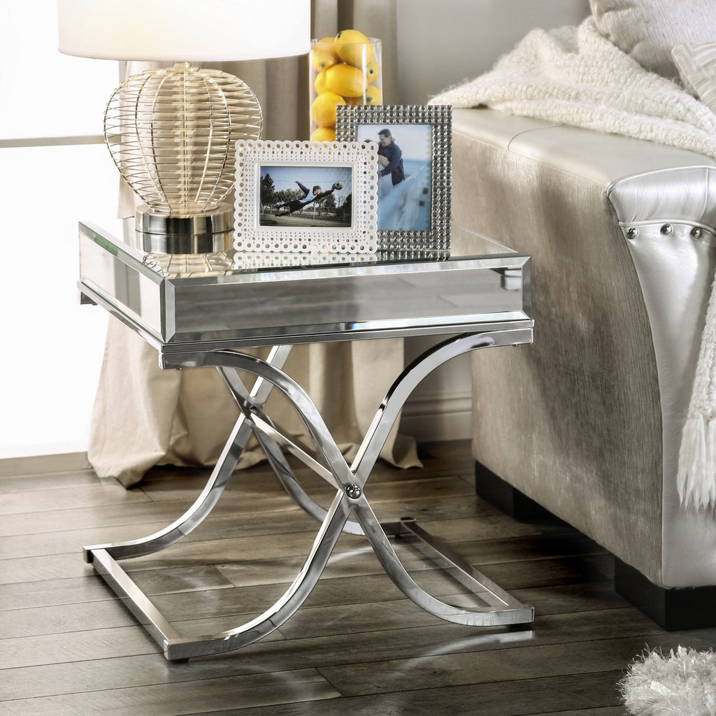 Chrome Metal Square End Table Z567