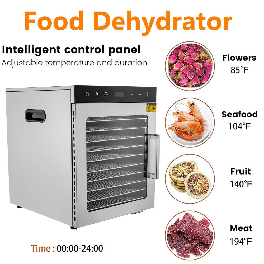 800W 10-Tray Stainless Steel Food Dehydrator R67046