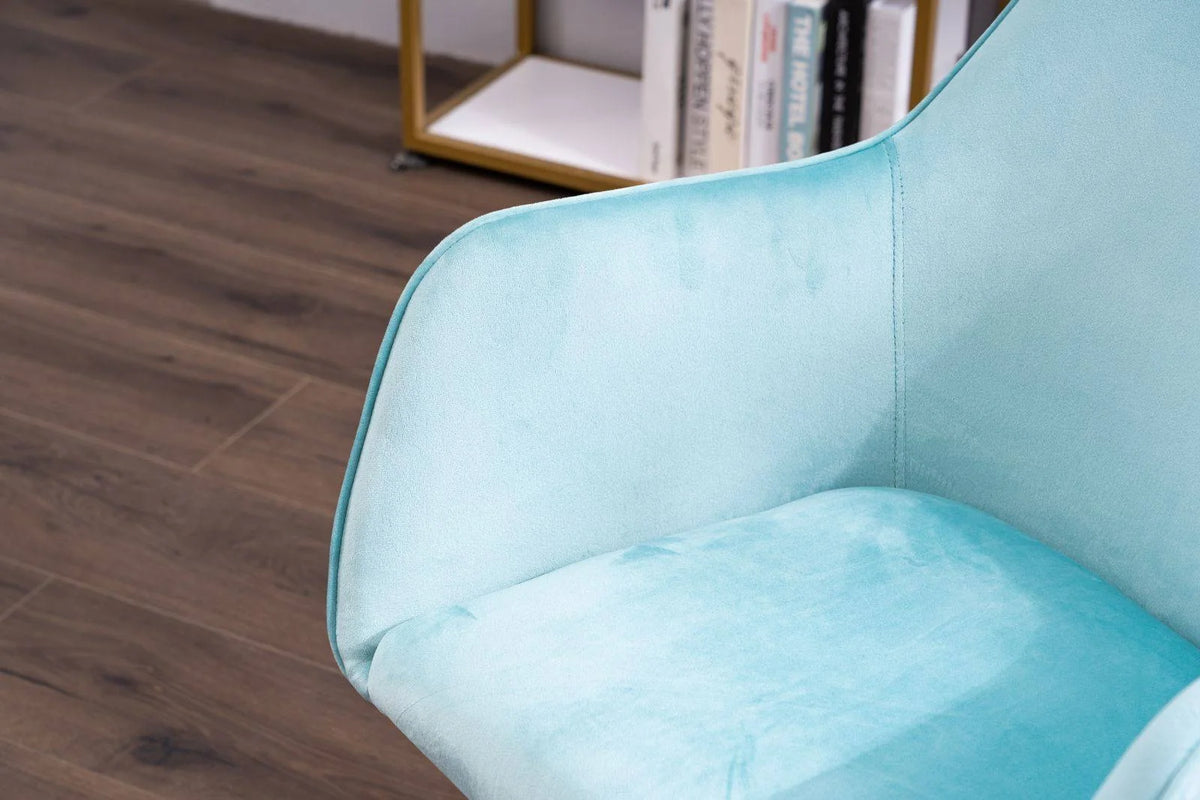 Light Blue Velvet Adjustable Height Office Chair V748124