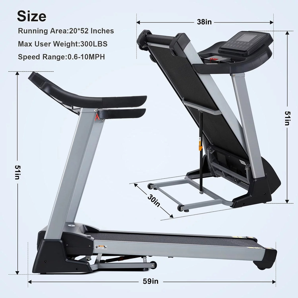 3HP Folding Treadmill with Auto Incline J40047