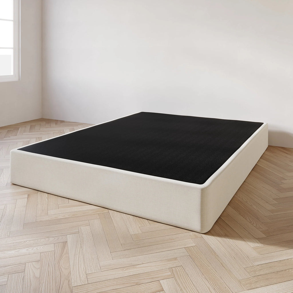 Wood Box Spring Mattress Foundation 8 Queen Beige Q40317