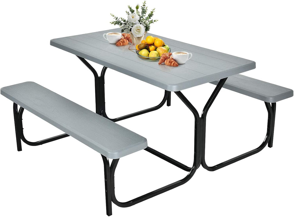 Black Picnic Table Bench Set F391