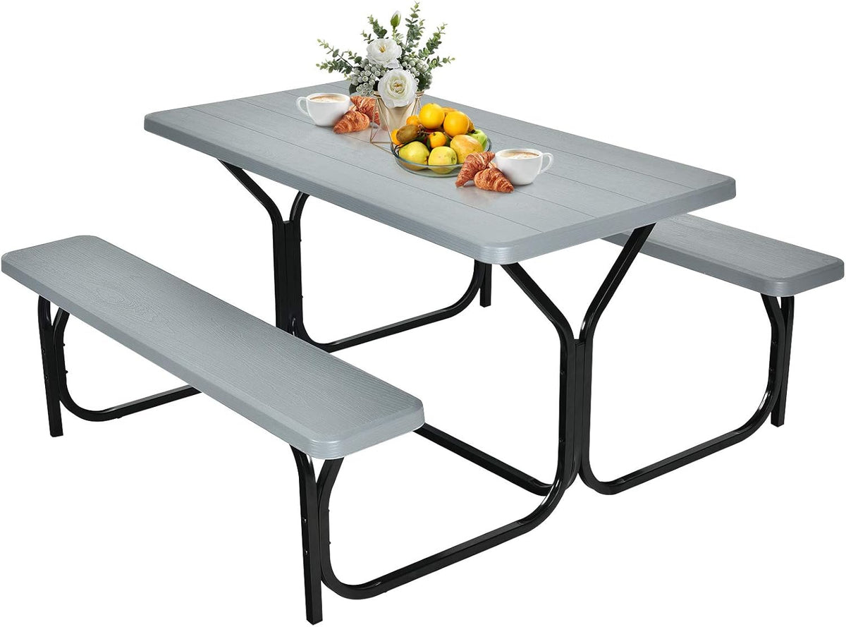 Black Picnic Table Bench Set F391