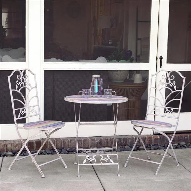 Multicolor Weathered Wood & Metal 3 Piece Bistro Set S780988