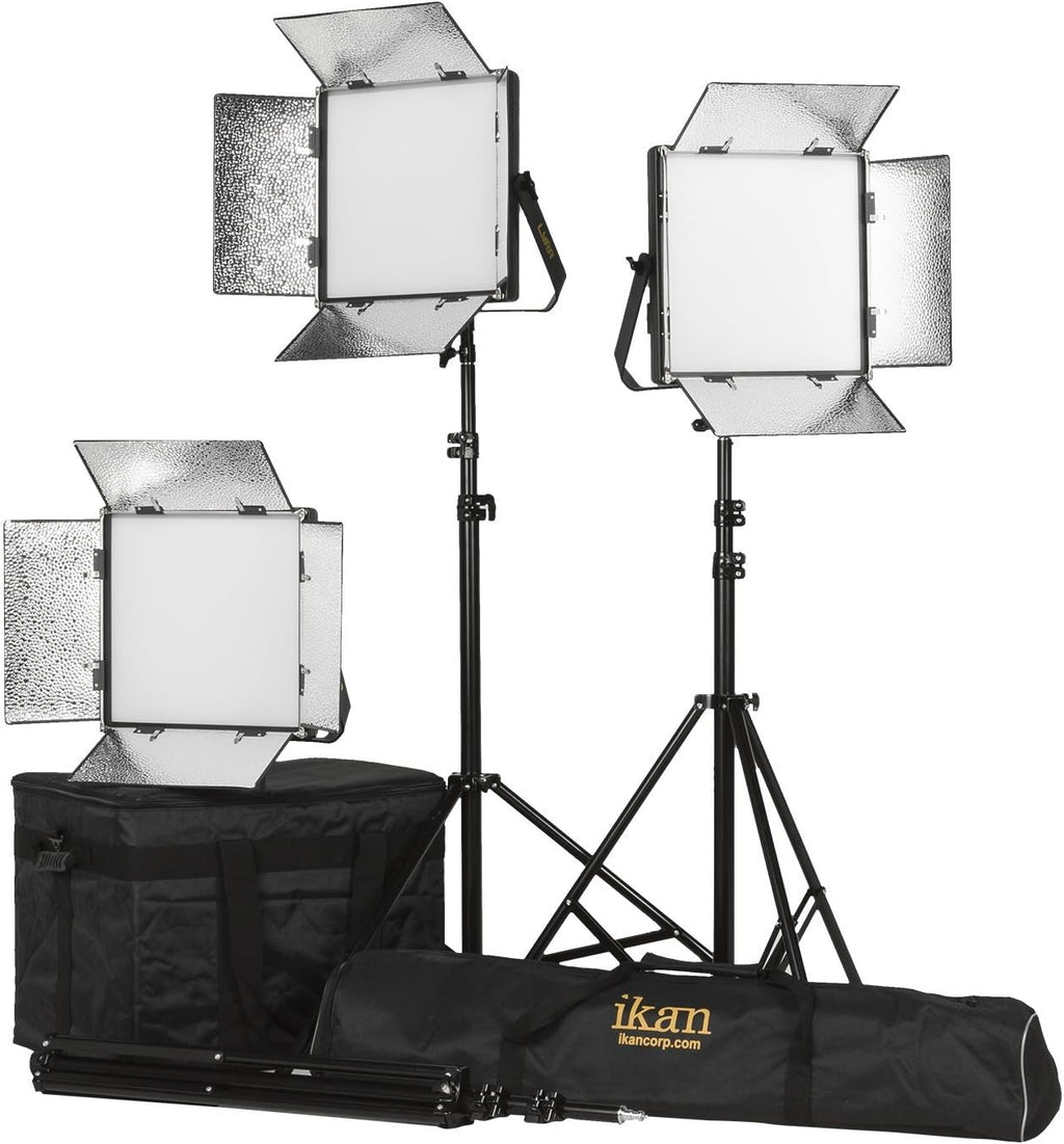 Bi-Color Soft Panel LED Lighting Kit with Barn Doors, Stands and Case I8750