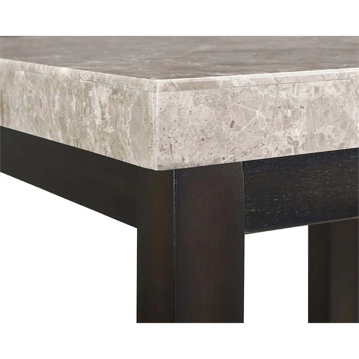 Square Wood End Table with Marble Top and Bottom Shelf in Espresso G4040