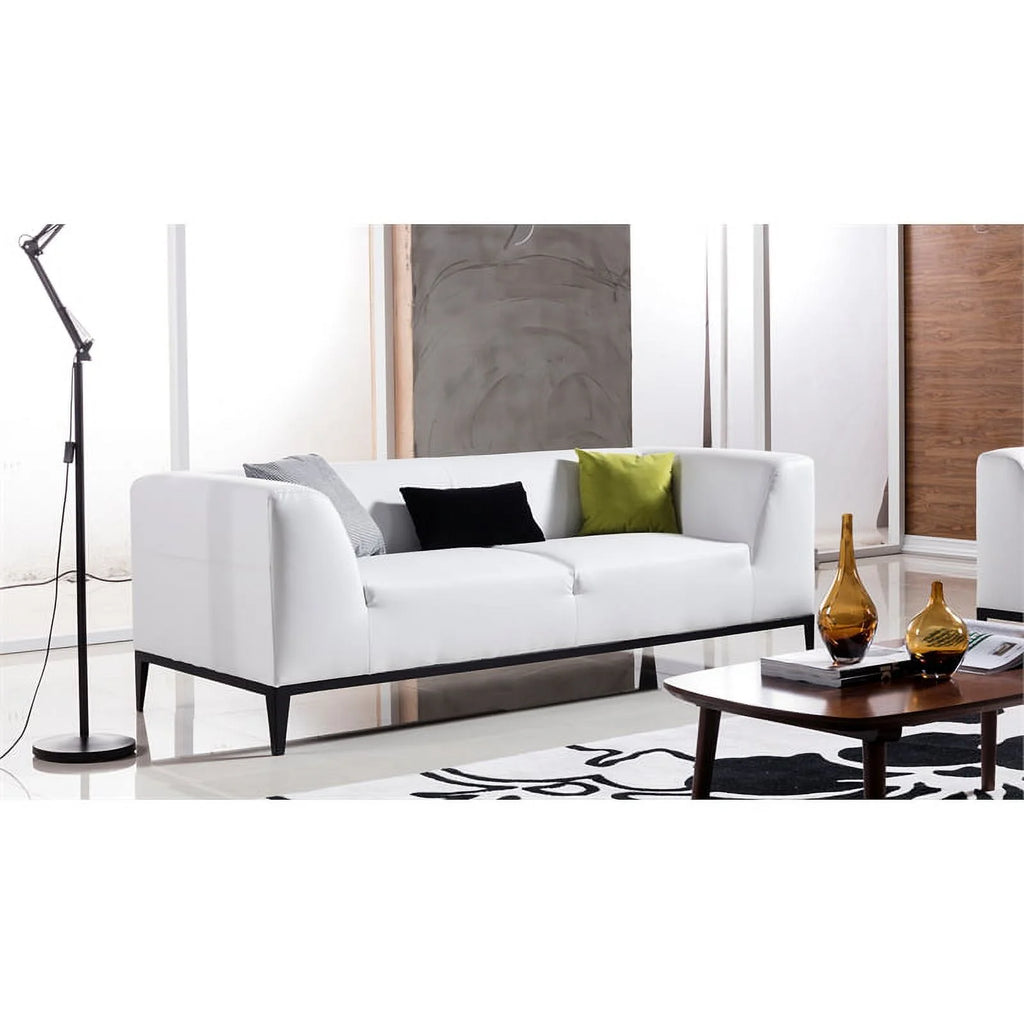 White Faux Leather Sofa G8013