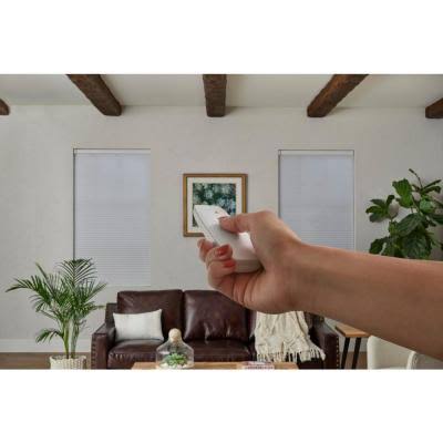 White Cordless Blackout Motorized Cellular Shade with Remote Control U907