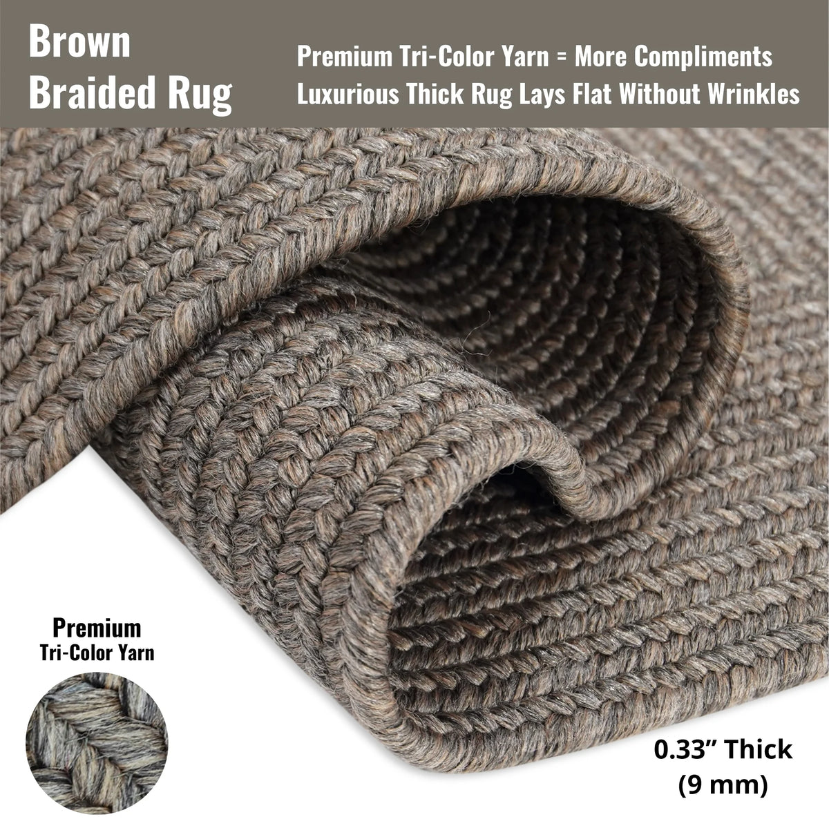 Gray Reversible Braided Rug 4x6 Feet K585593