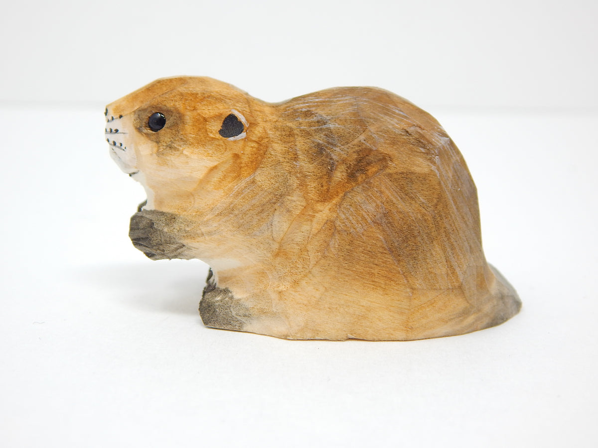 Beaver Wood Figurine Handmade Carved Ornament N838