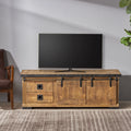 Natural and Black Mango Wood TV Stand H51356
