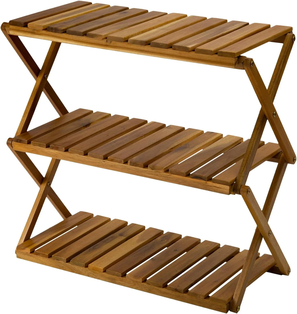 3 Tier Acacia Wood Folding Shelf B2479
