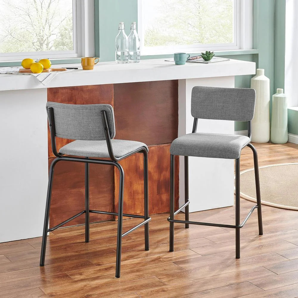 26" Gray Fabric Counter Stool Set of 4 X992058