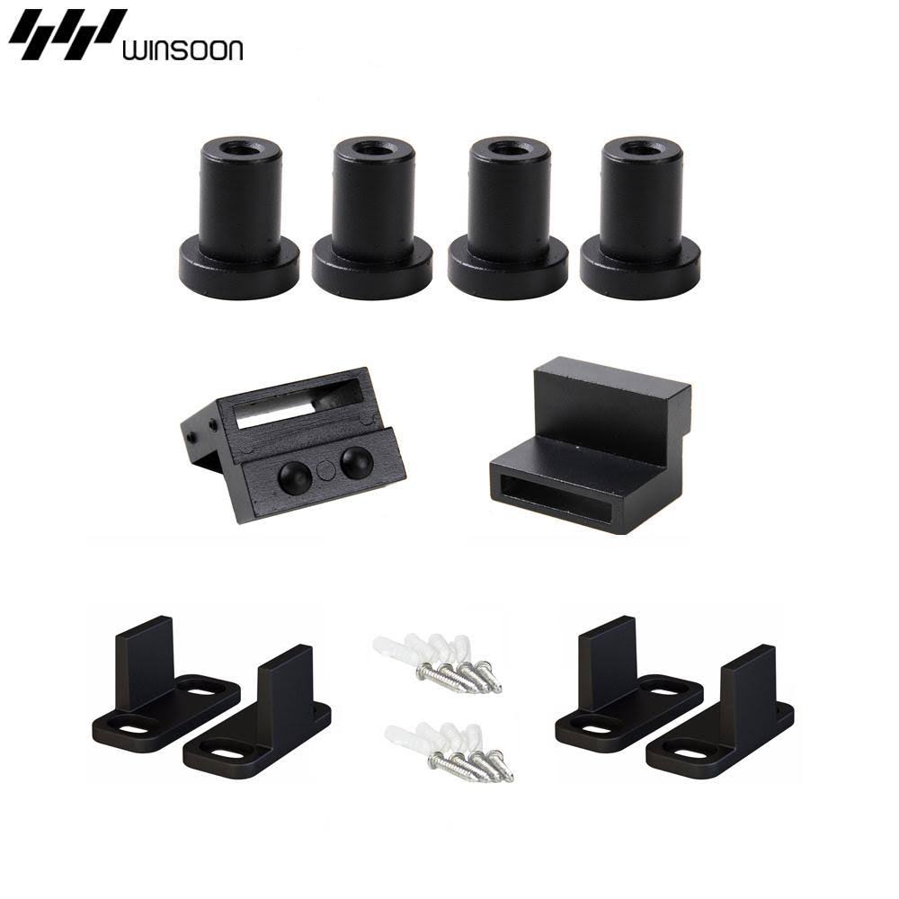 Black Bypass Sliding Barn Hardware Track Kit for Double Wood Doors B475996