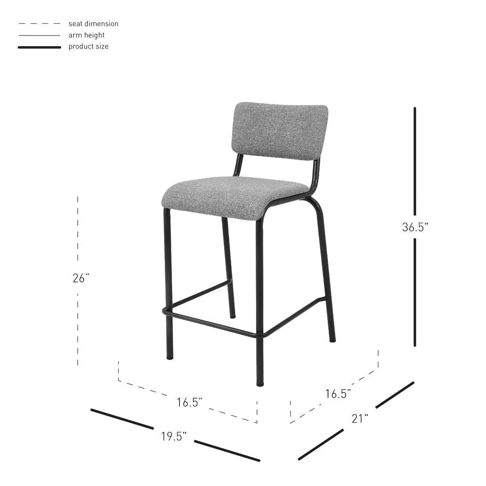 26" Gray Fabric Counter Stool Set of 4 X992058