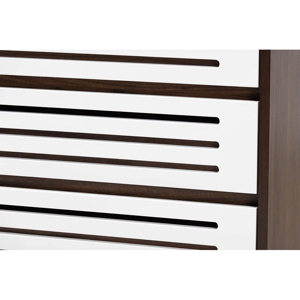 Walnut Brown and White 6-Drawer Wood Dresser V69668